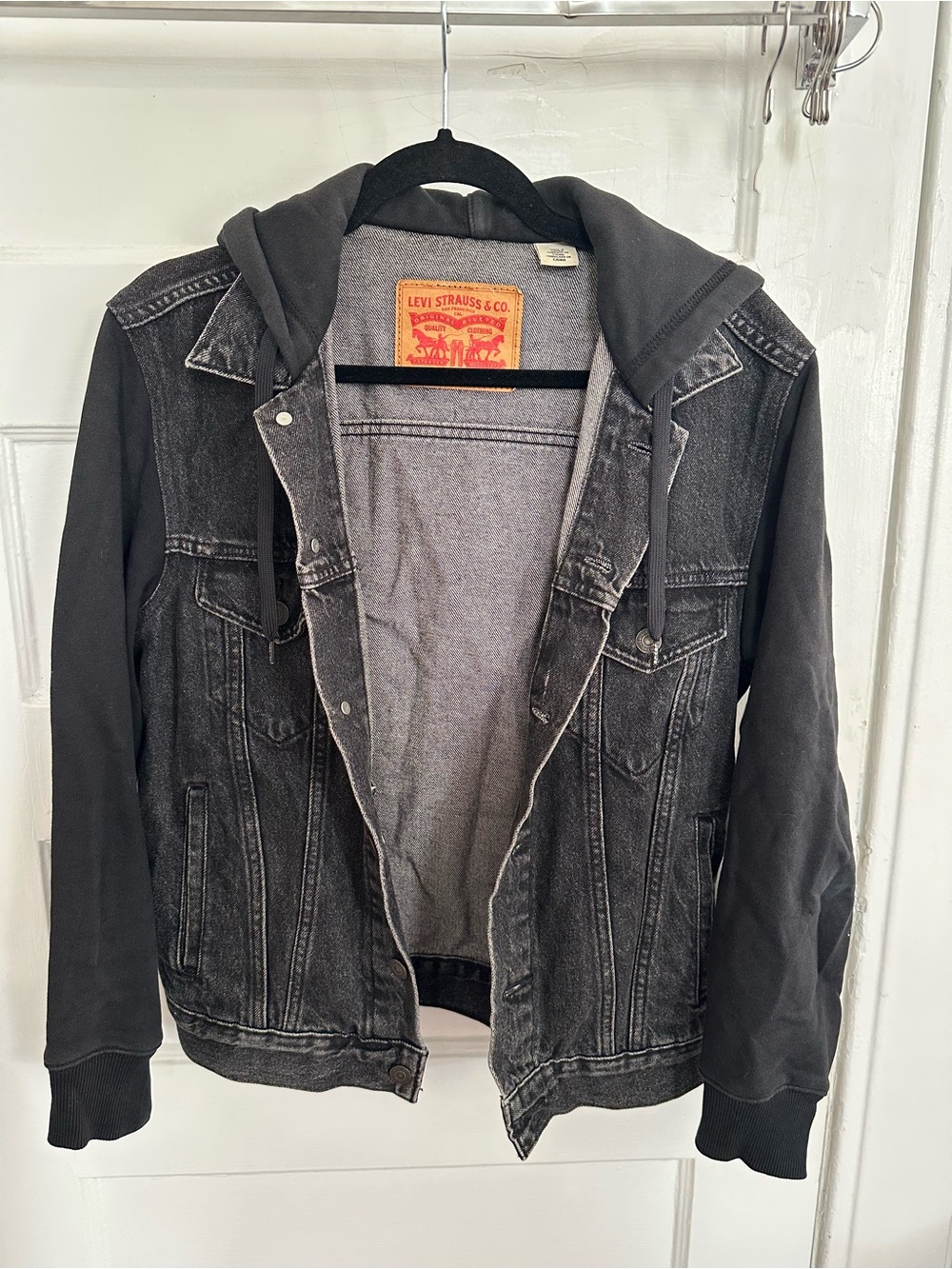 Levi's Black Hybrid Denim Jacket with Attached Hood